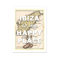 Vintage Ibiza Map Print | Ibiza is my Happy Place | Ibiza Print - Unframed