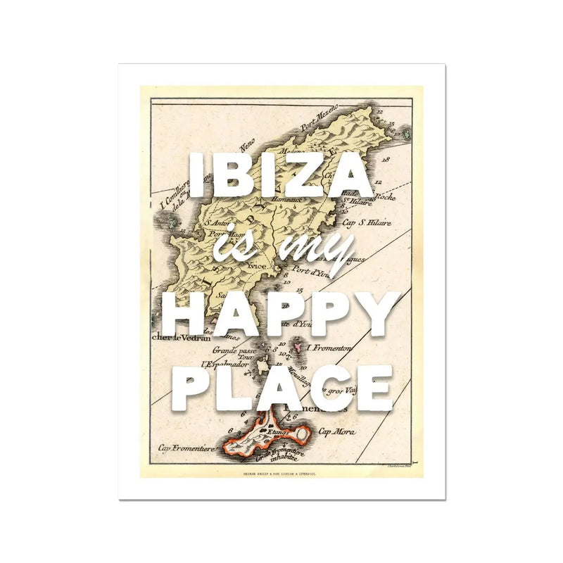 Vintage Ibiza Map Print | Ibiza is my Happy Place | Ibiza Print - Unframed