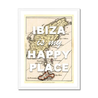 Framed Map Print of Ibiza | Ibiza is my Happy Place | Ibiza Print - Framed