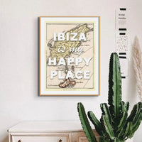 Framed Map Print of Ibiza | Ibiza is my Happy Place | Ibiza Print - Framed