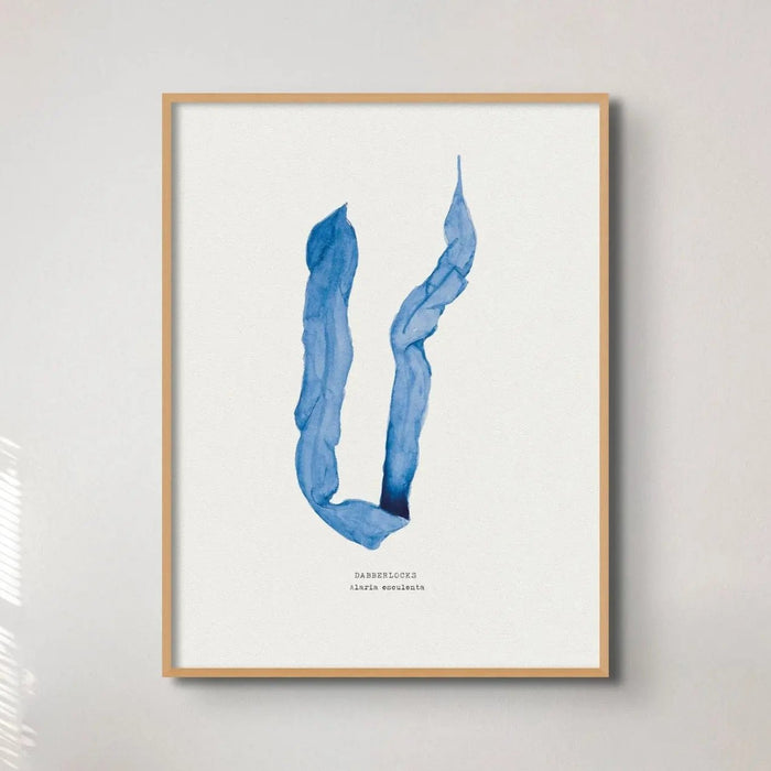 Indigo Seaweed Print Wall Art (Dabberlocks) - Framed - Beach House Art