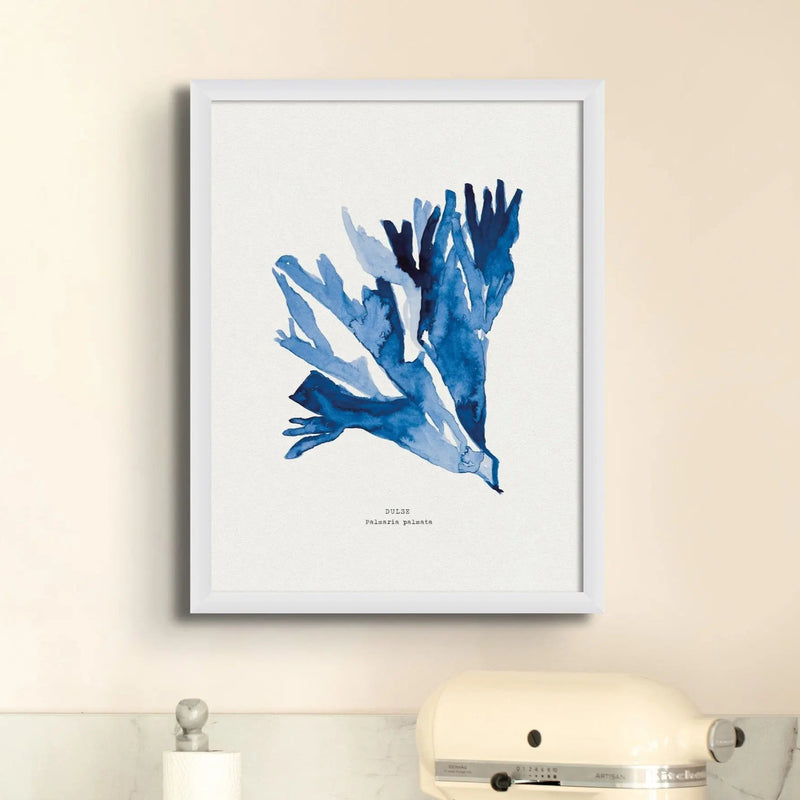 Indigo Seaweed Print Wall Art (Dulse No.2) - Framed - Beach House Art
