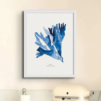 Indigo Seaweed Print Wall Art (Dulse No.2) - Framed - Beach House Art
