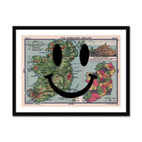 Ireland Makes Me Happy (Ireland Map) Vintage Map Art - Framed - Beach House Art