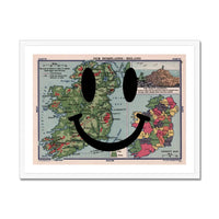 Ireland Makes Me Happy (Ireland Map) Vintage Map Art - Framed - Beach House Art