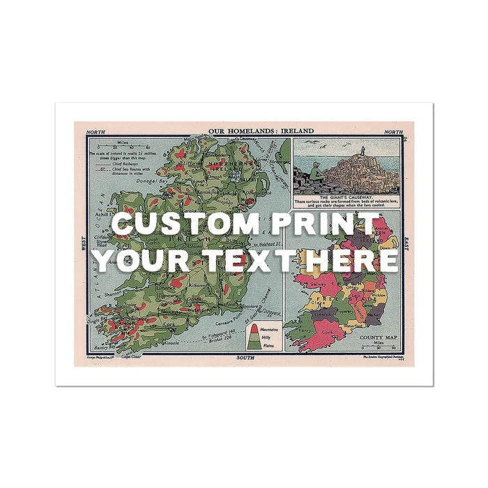 Ireland Map Personalised Art Print (White Hand Drawn Font) Fine Art Print