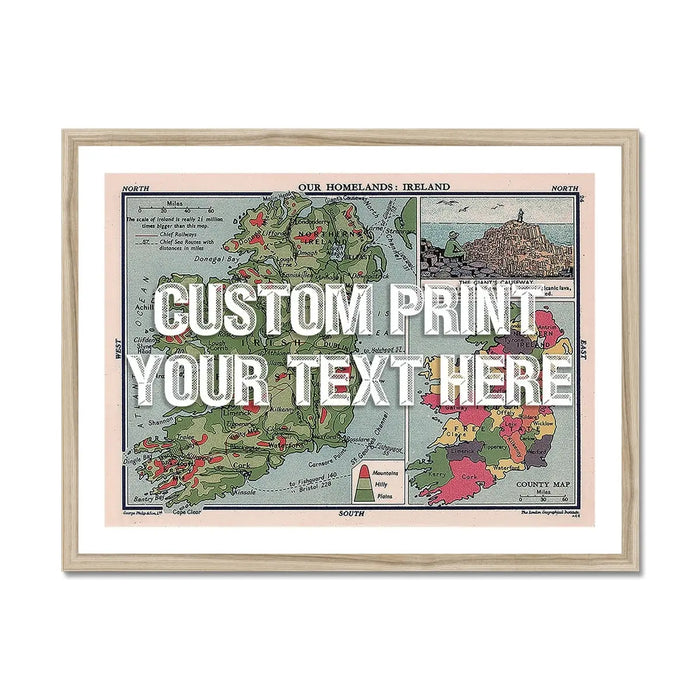 Ireland Map Personalised Art Print (White Vintage Font) - Unframed