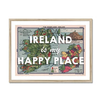 Ireland is my Happy Place (Ireland Map) Vintage Map Art - Framed - Beach House Art