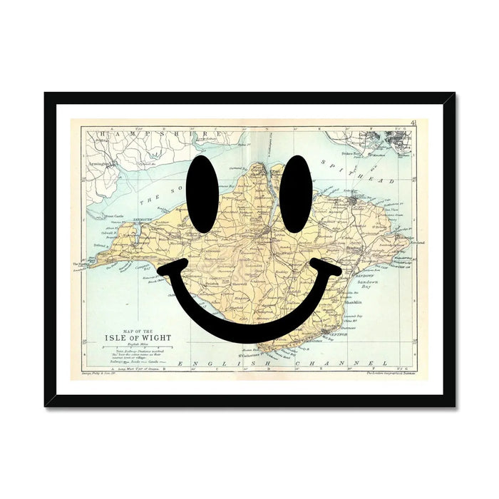 Isle of Wight Makes Me Happy (Isle of Wight Map) Vintage Map Art - Framed - Beach House Art