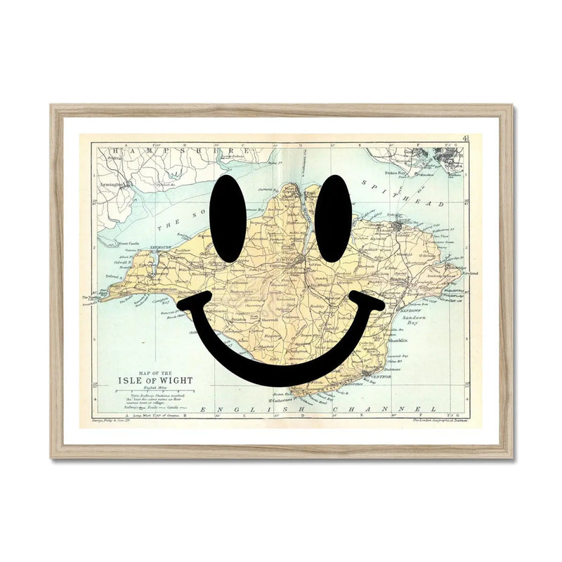 Isle of Wight Makes Me Happy (Isle of Wight Map) Vintage Map Art - Framed - Beach House Art