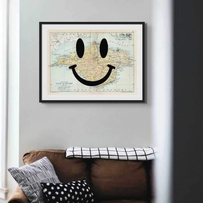 Isle of Wight Makes Me Happy (Isle of Wight Map) Vintage Map Art - Framed - Beach House Art