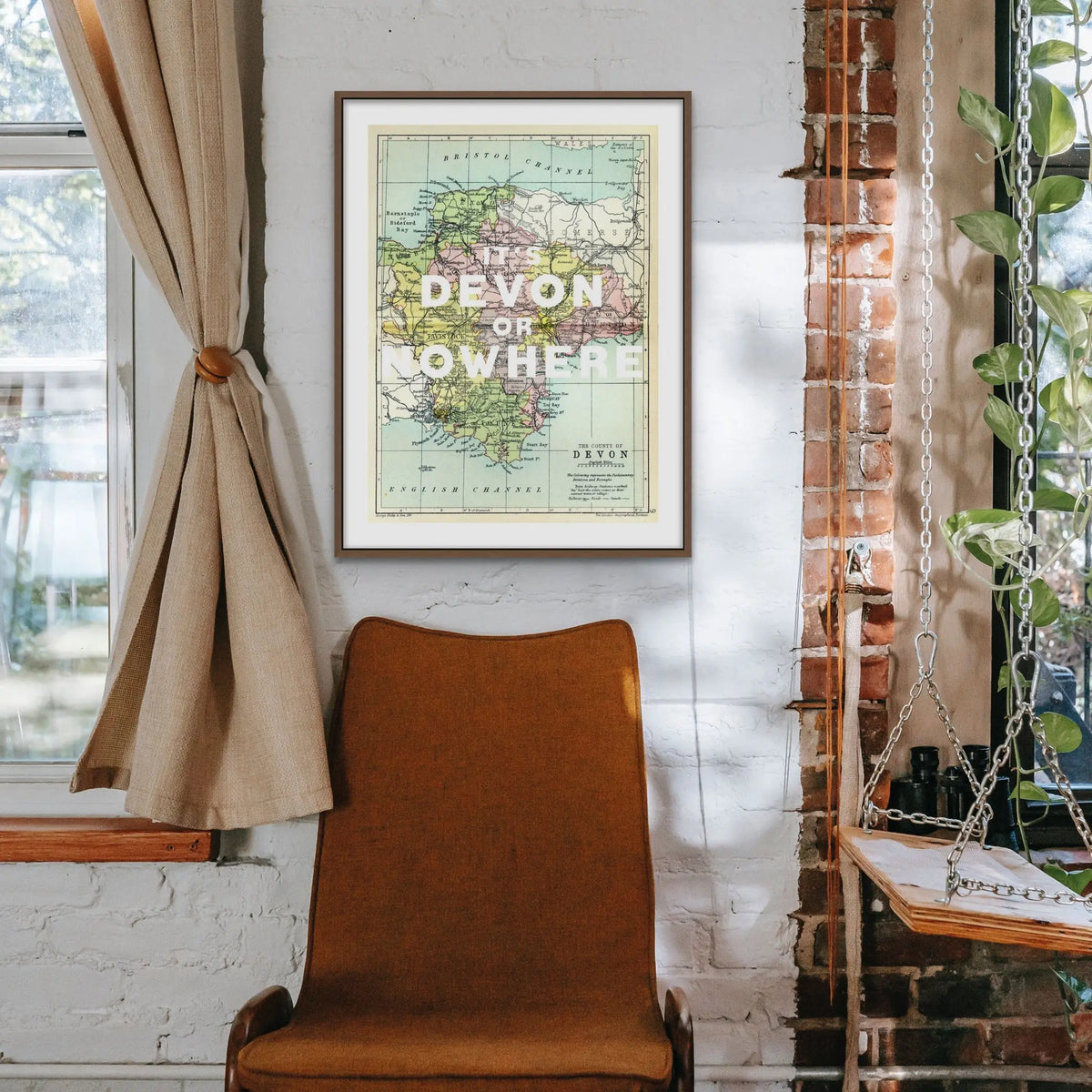 It's Devon or Nowhere Art Print | Map Print of Devon | Vintage Map Art - Framed Wall art