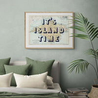 It's Island Time (Isle of Wight Map) Vintage Map Art - Framed - Beach House Art