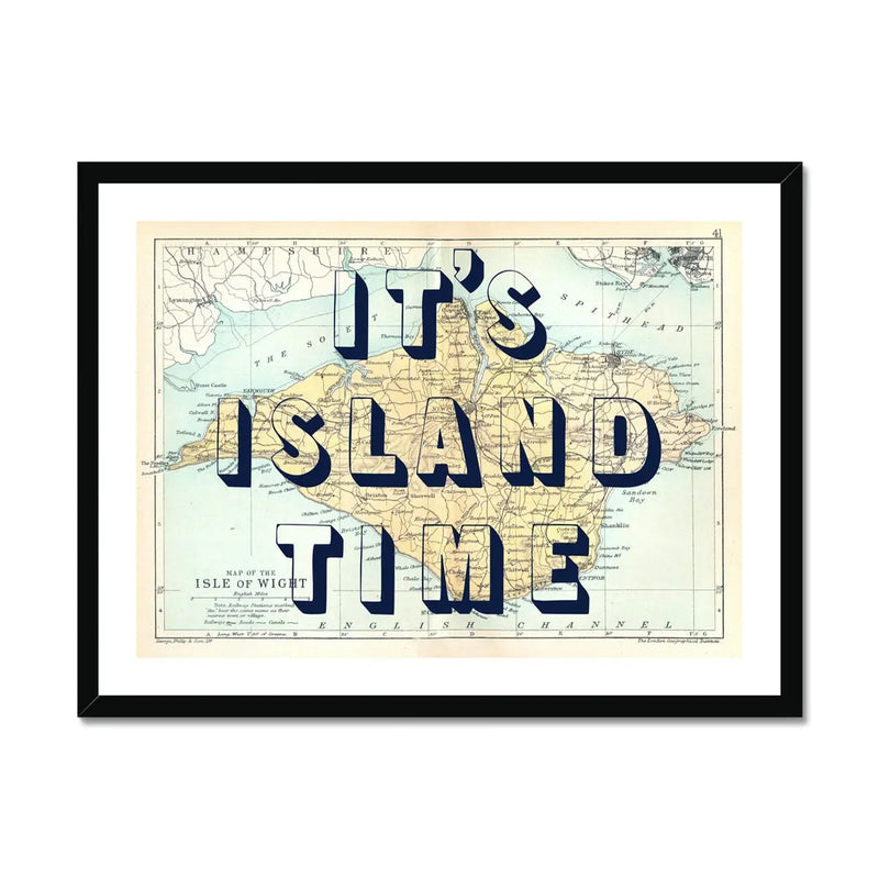 It's Island Time (Isle of Wight Map) Vintage Map Art - Framed - Beach House Art