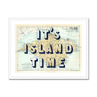 It's Island Time (Isle of Wight Map) Vintage Map Art - Framed - Beach House Art