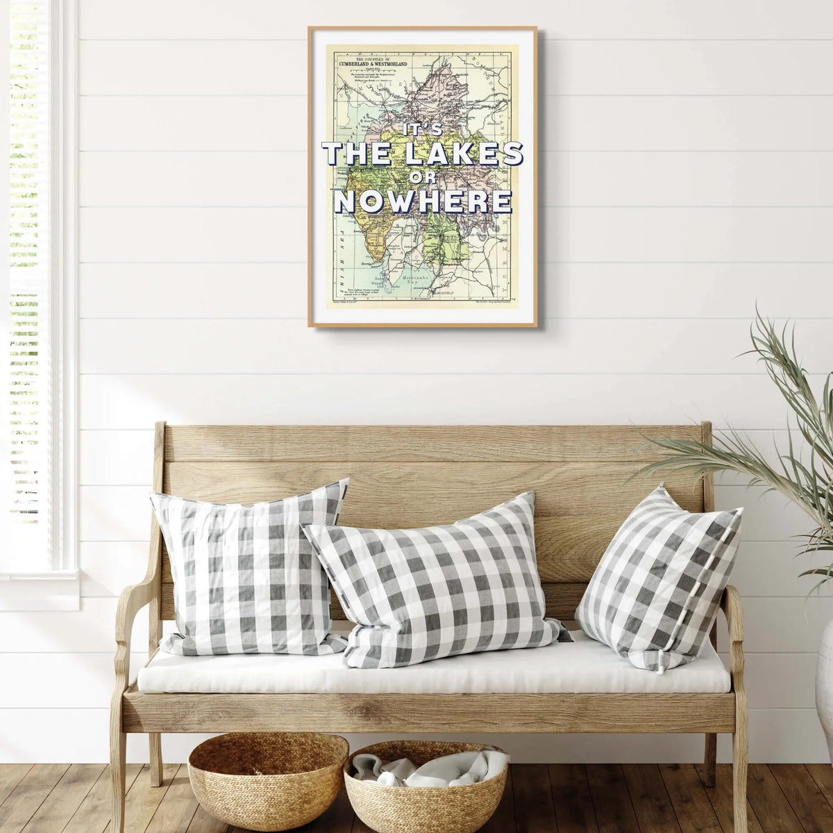 It's The Lakes or Nowhere (Lake District Map) Vintage Map Art - Framed - Beach House Art