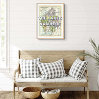 It's The Lakes or Nowhere (Lake District Map) Vintage Map Art - Framed - Beach House Art