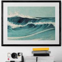 Japanese Woodblock Wave No 1 - Framed Print Wall Art 45.00 Beach House Art