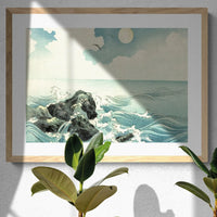 Japanese Woodblock Wave No 2 - Framed Print Wall Art 45.00 Beach House Art