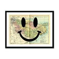 Kent Makes Me Happy (Kent Map) Vintage Map Art - Framed - Beach House Art