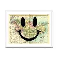 Kent Makes Me Happy (Kent Map) Vintage Map Art - Framed - Beach House Art