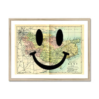 Kent Makes Me Happy (Kent Map) Vintage Map Art - Framed - Beach House Art