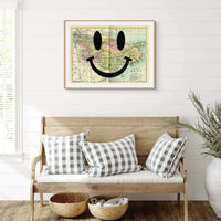 Kent Makes Me Happy (Kent Map) Vintage Map Art - Framed - Beach House Art