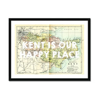 Kent is our Happy Place (Kent Map) Vintage Map Art - Framed - Beach House Art
