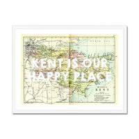 Kent is our Happy Place (Kent Map) Vintage Map Art - Framed - Beach House Art