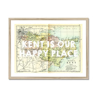 Kent is our Happy Place (Kent Map) Vintage Map Art - Framed - Beach House Art