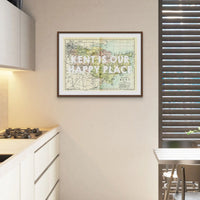 Kent is our Happy Place (Kent Map) Vintage Map Art - Framed - Beach House Art