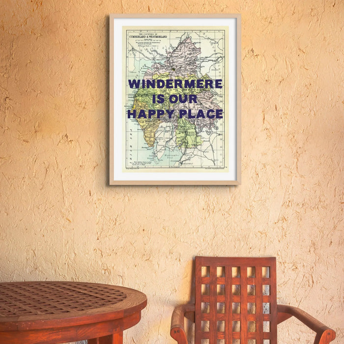 Custom Map Print of the Lake District Map | Personalised Lakes Map Art Print in Navy Font - Unframed Wall Art