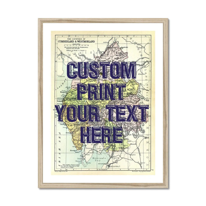 Custom map print of the Lake District | Personalised map of the lakes Art Print in Navy Font - Framed Wall Art