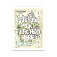 Lake District Map Print | Personalised Art Print with White Font - Unframed Wall art