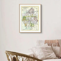 Lake District Map Print | Personalised Art Print with White Font - Unframed Wall art