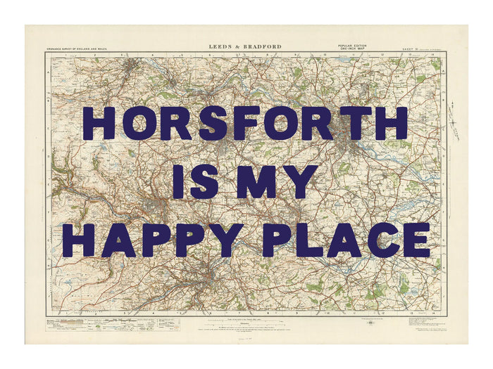 Leeds Personalised Map Print | Custom Map of Leeds | Navy Hand Drawn Font - Unframed Wall Art