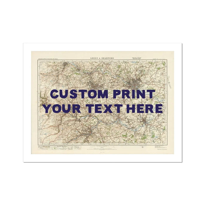 Leeds Personalised Map Print | Custom Map of Leeds | Navy Hand Drawn Font - Unframed Wall Art