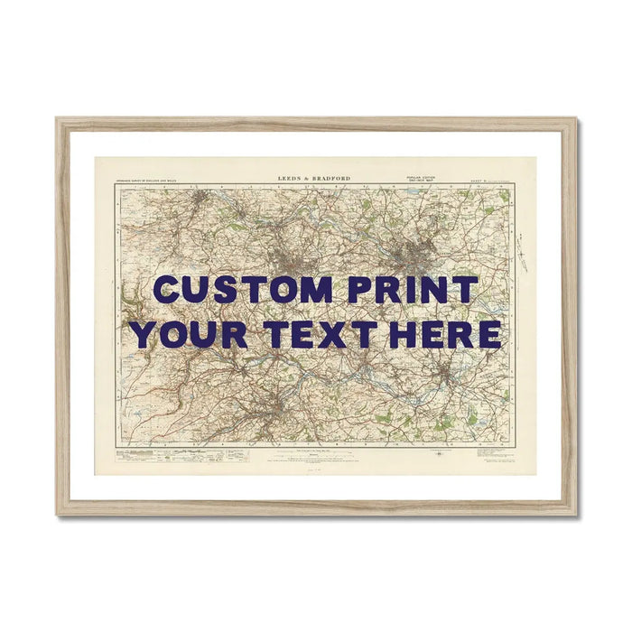 Leeds Personalised Map Print | Custom Map of Leeds | Navy Hand Drawn Font - Framed Wall Art