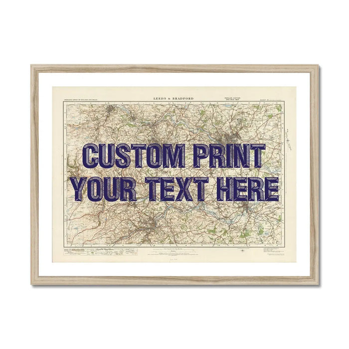 Leeds Personalised Map Print | Custom Map of Leeds | Navy Vintage Font - Framed Wall Art