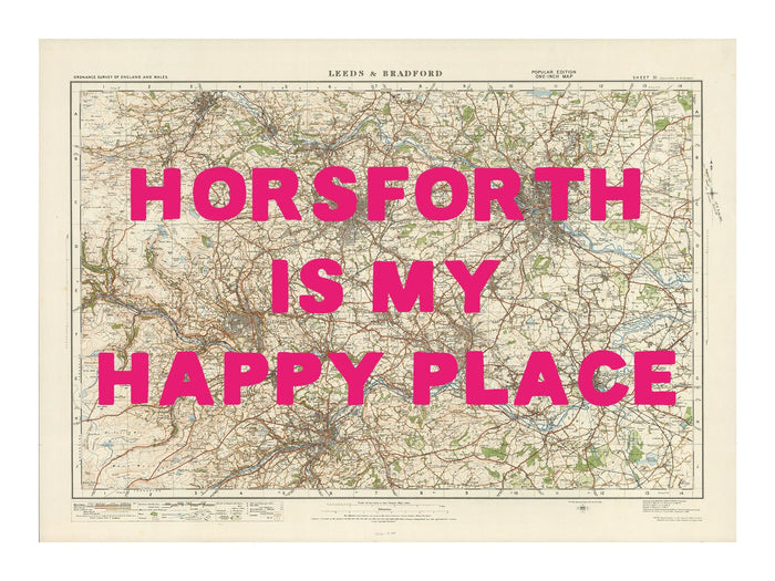 Leeds Personalised Map Print | Custom Map of Leeds | Pink Hand Drawn Font - Framed Wall Art 