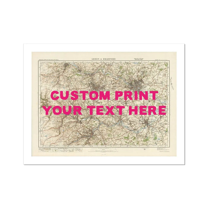 Leeds Personalised Map Print | Custom Map of Leeds | Pink Hand Drawn Font - Unframed Wall Art