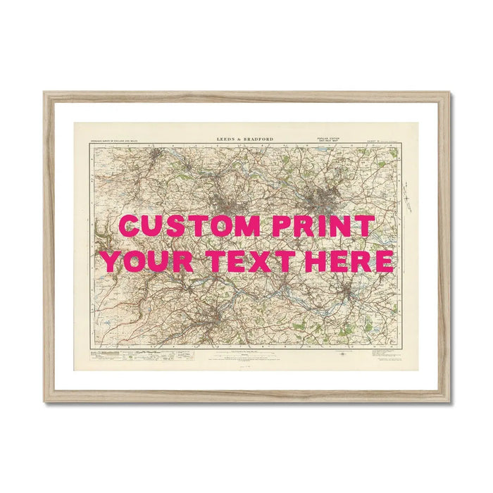 Leeds Personalised Map Print | Custom Map of Leeds | Pink Hand Drawn Font - Framed Wall Art 