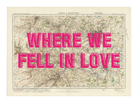 Leeds Personalised Map Print | Custom Map of Leeds | Pink Vintage Font - Framed Wall Art