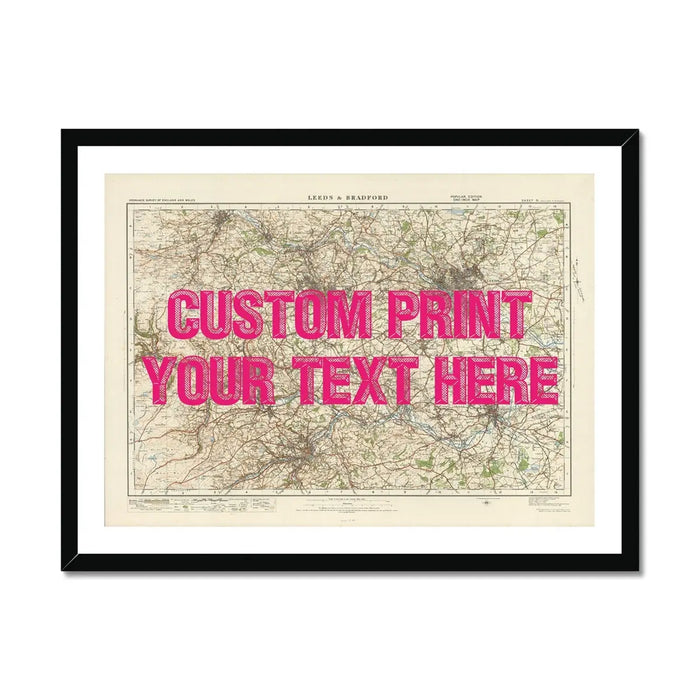 Leeds Personalised Map Print | Custom Map of Leeds | Pink Vintage Font - Framed Wall Art