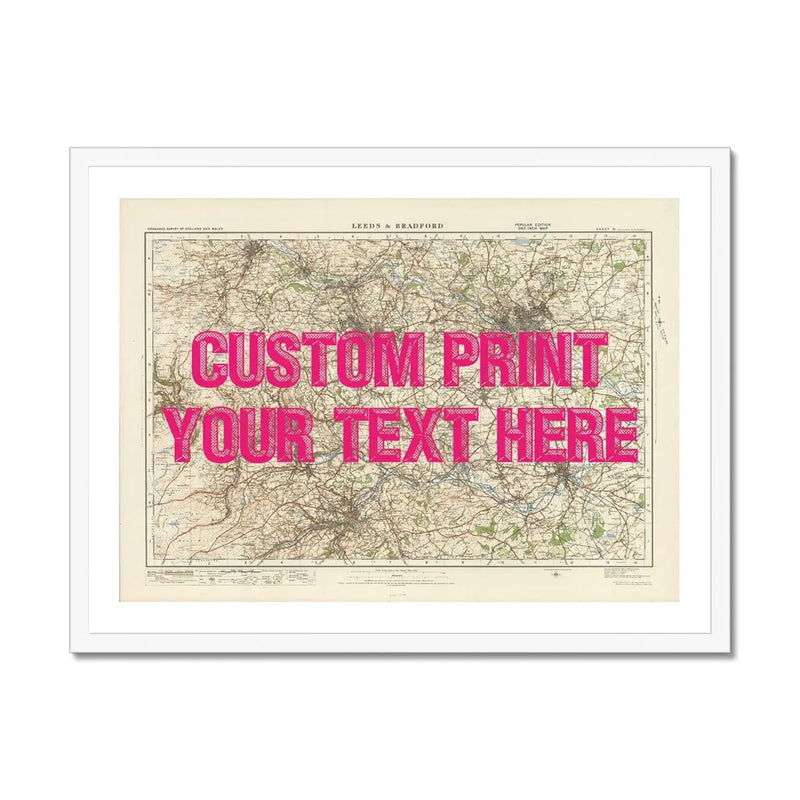 Leeds Personalised Map Print | Custom Map of Leeds | Pink Vintage Font - Framed Wall Art