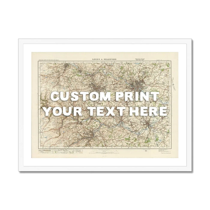 Leeds Personalised Map Print | Custom Map of Leeds | White Hand Drawn Font - Framed Wall Art