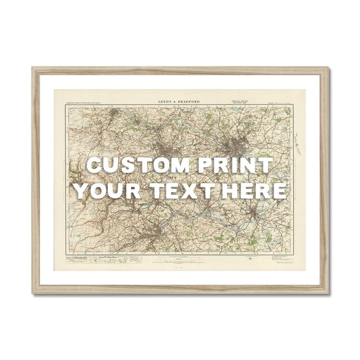 Leeds Personalised Map Print | Custom Map of Leeds | White Hand Drawn Font - Framed Wall Art