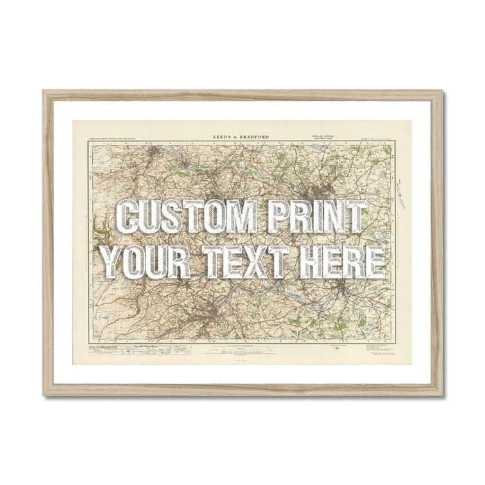 Leeds Personalised Map Print | Custom Map of Leeds | White Vintage Font - Framed Wall Art