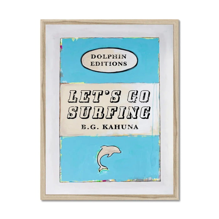 Vintage Book Art - Let's Go Surfing Art Print - Framed Coastal Wall Art - Beach House Art