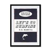 Let's Go Surfing Vintage Book Cover Art Print in black - Framed